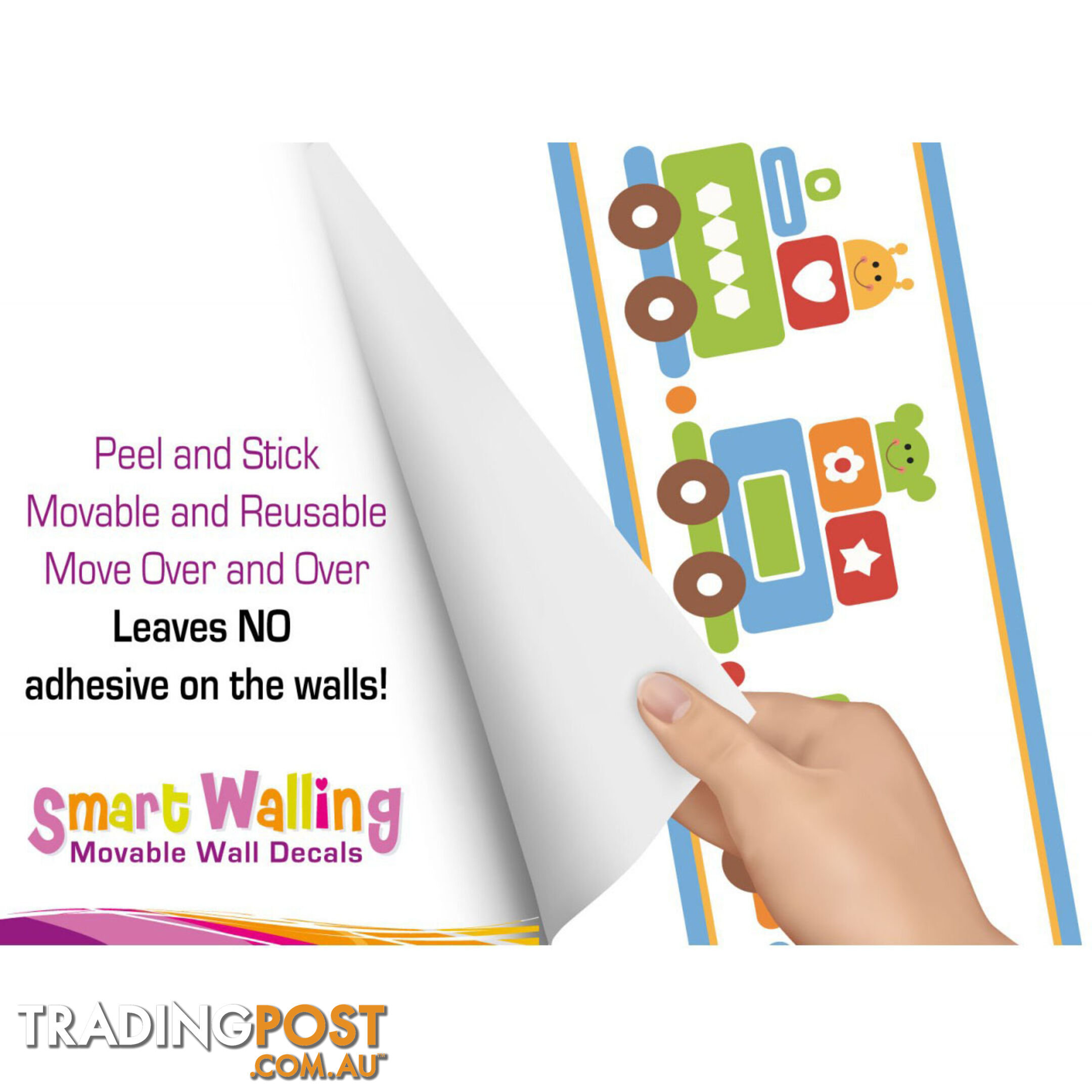 Train Wall Border Stickers - Totally Movable and Reusable