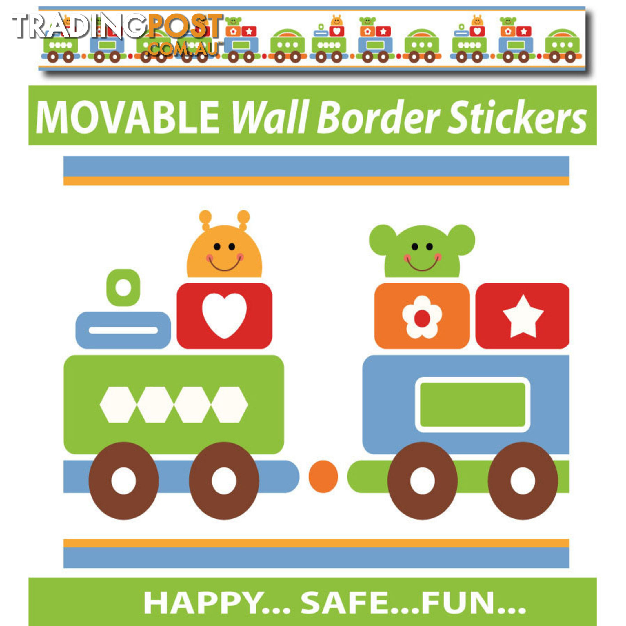 Train Wall Border Stickers - Totally Movable and Reusable