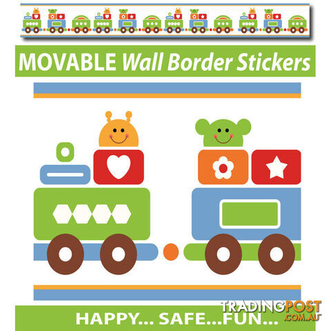 Train Wall Border Stickers - Totally Movable and Reusable
