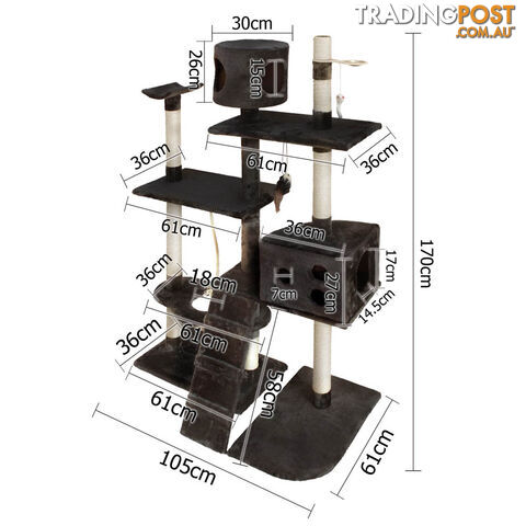 Cat Scratching Poles Post Furniture Tree 170cm Grey