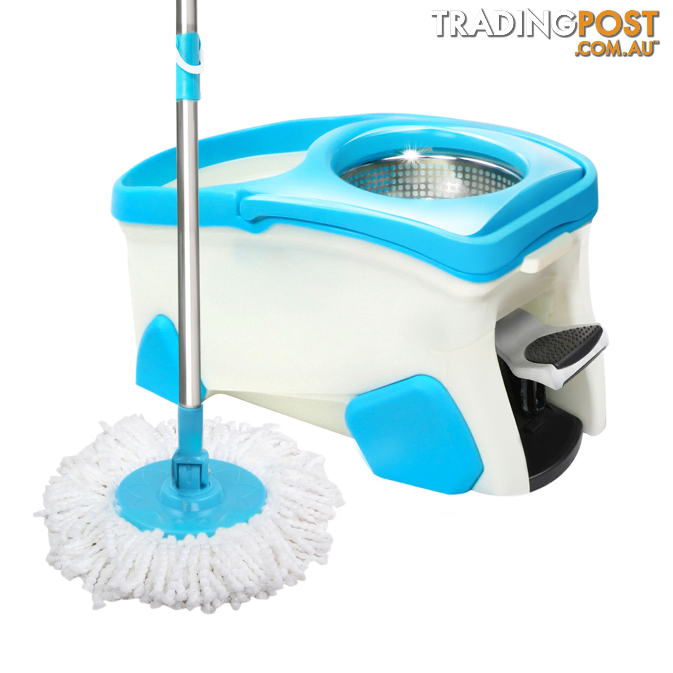 360 Degree Spinning Mop Stainless Steel Spin Dry Bucket 9L Blue