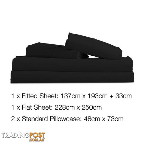 4 Piece Microfibre Sheet Set Double_ÑÐ Black