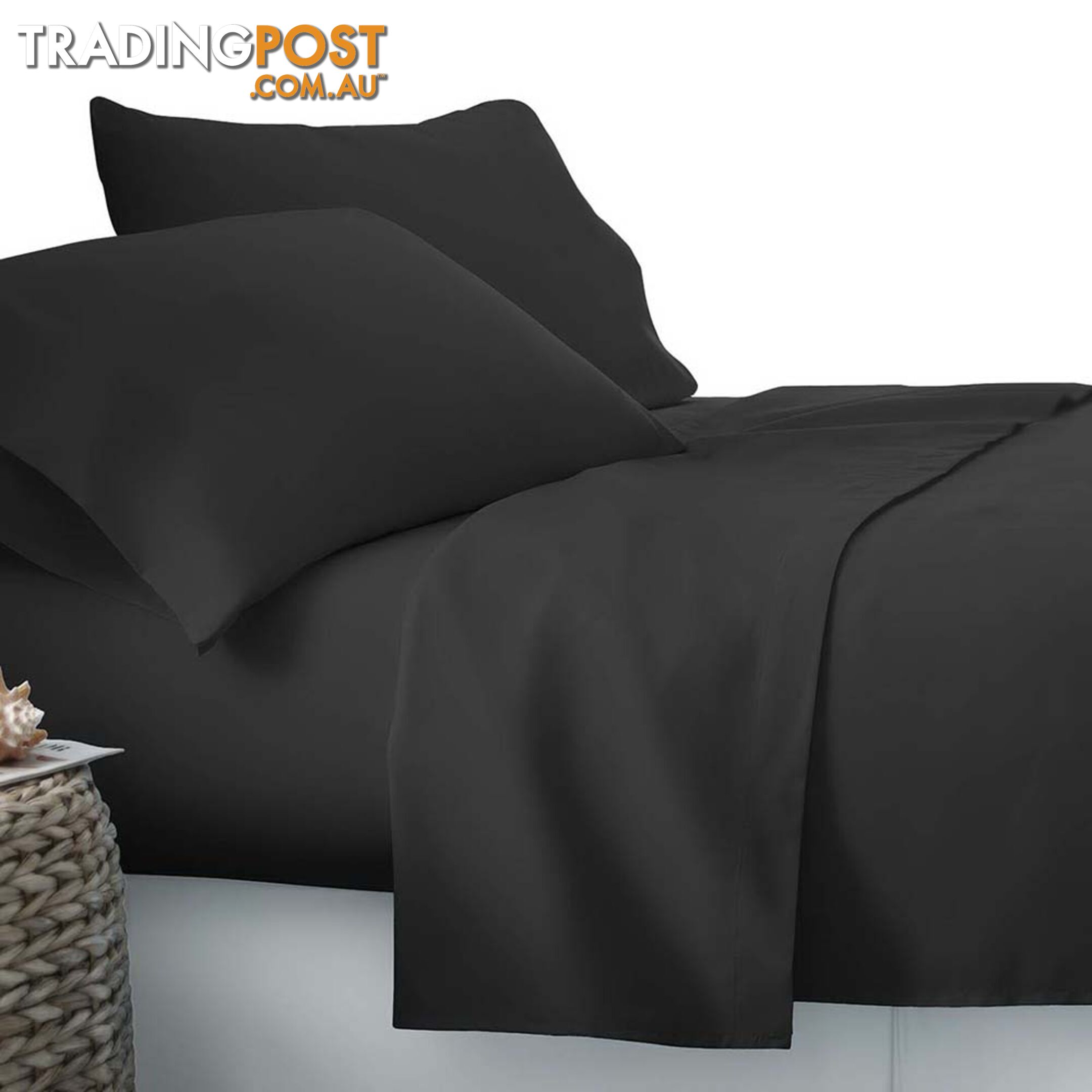 4 Piece Microfibre Sheet Set Double_ÑÐ Black