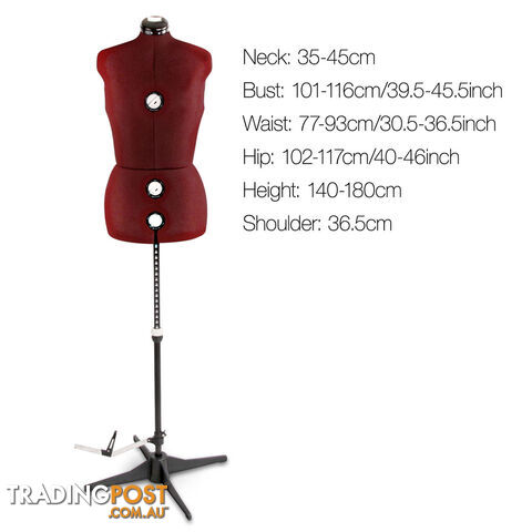 Adjustable Dressmaking Mannequin SZ14-20 - Wine - photo 2 of 8