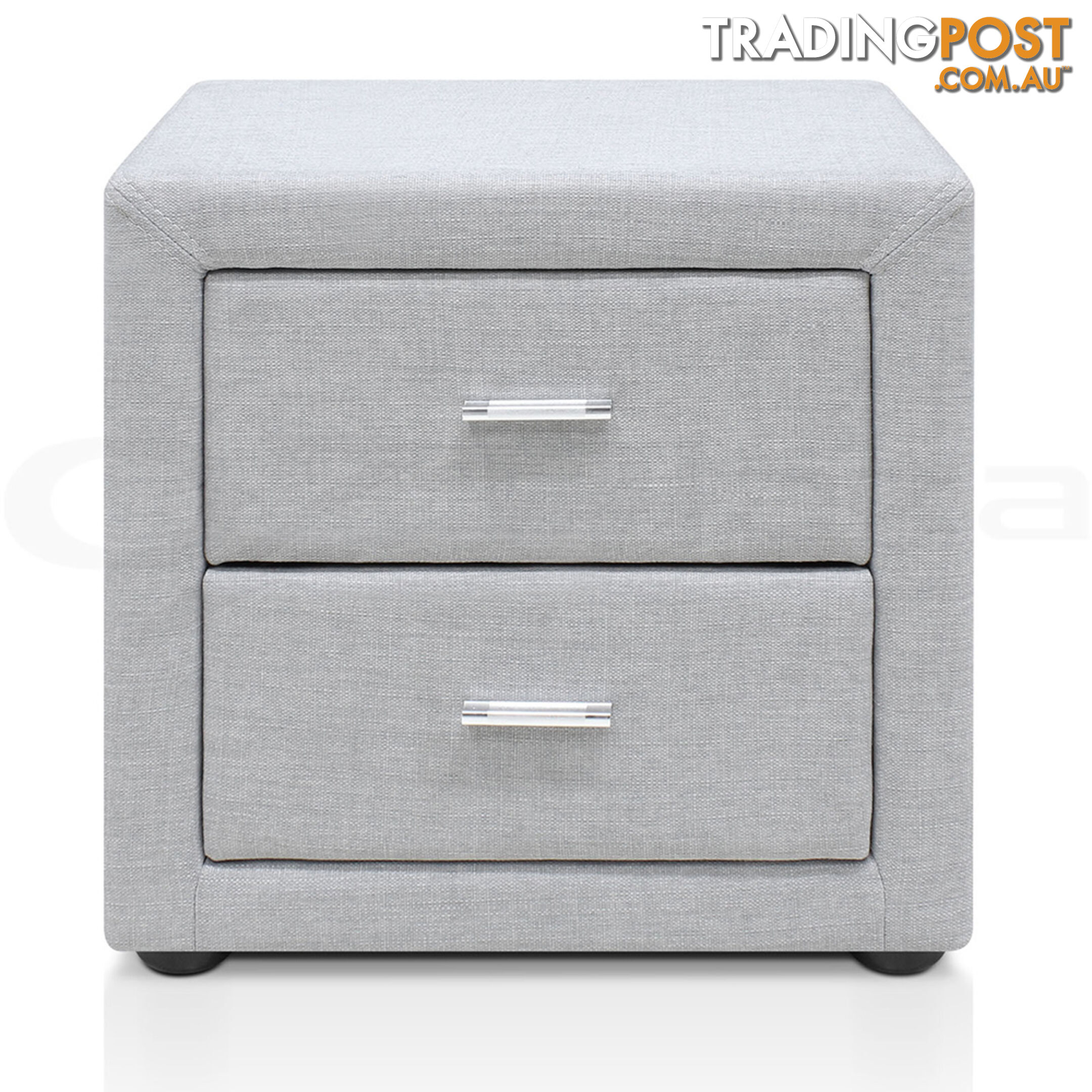 Fabric Bedside Table - Light Grey