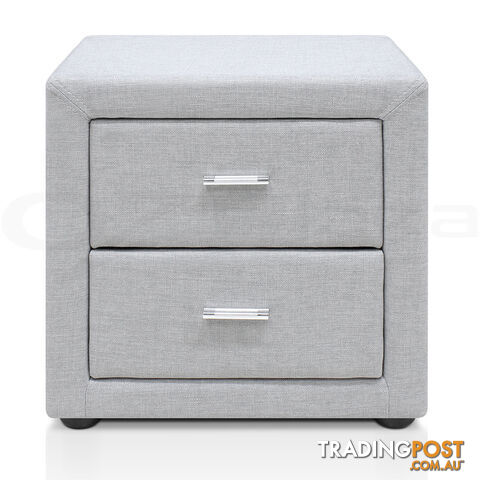 Fabric Bedside Table - Light Grey