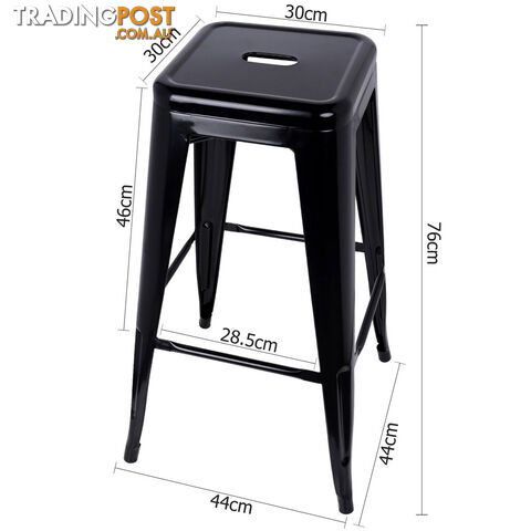 Set of 2 Steel Kitchen Bar Stool 76cm Black