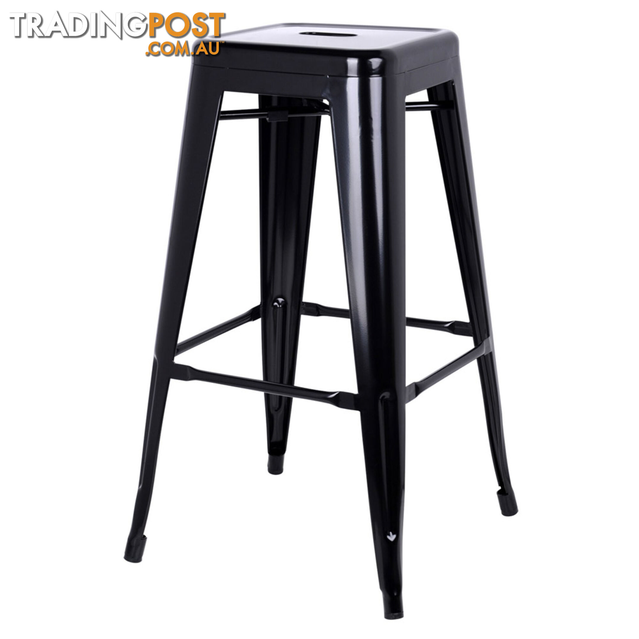 Set of 2 Steel Kitchen Bar Stool 76cm Black