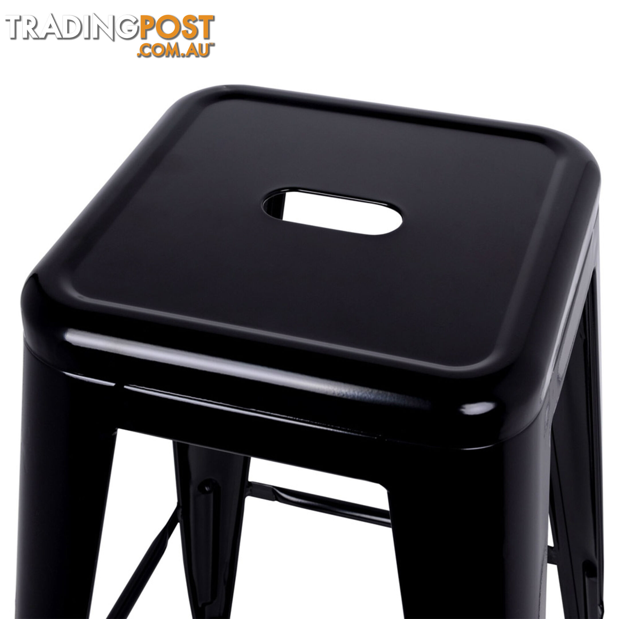 Set of 2 Steel Kitchen Bar Stool 76cm Black