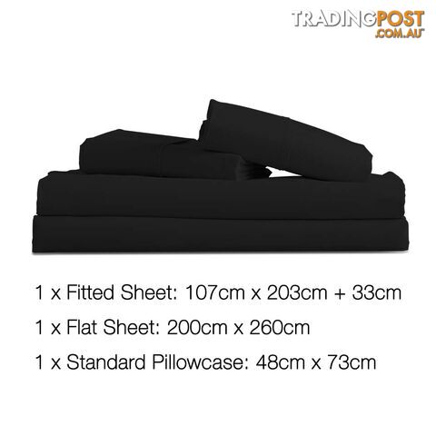 3 Piece Microfibre Sheet Set King Single _ÑÐ Black