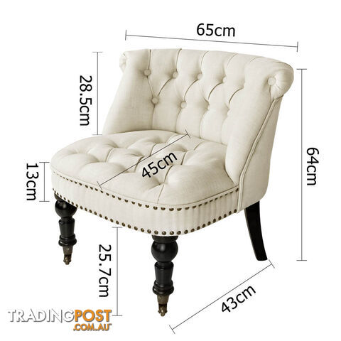 Lorraine Chair French Provincial Linen Fabric Sofa White