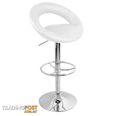 Set of 2 PU Leather Kitchen Bar Stool White