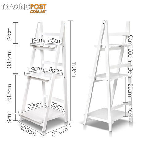 Wooden Ladder Display Storage Shelf White