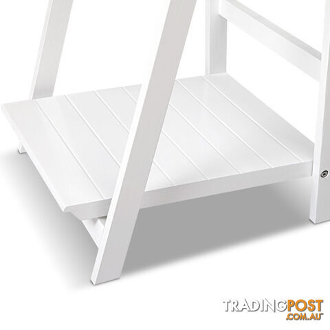 Wooden Ladder Display Storage Shelf White