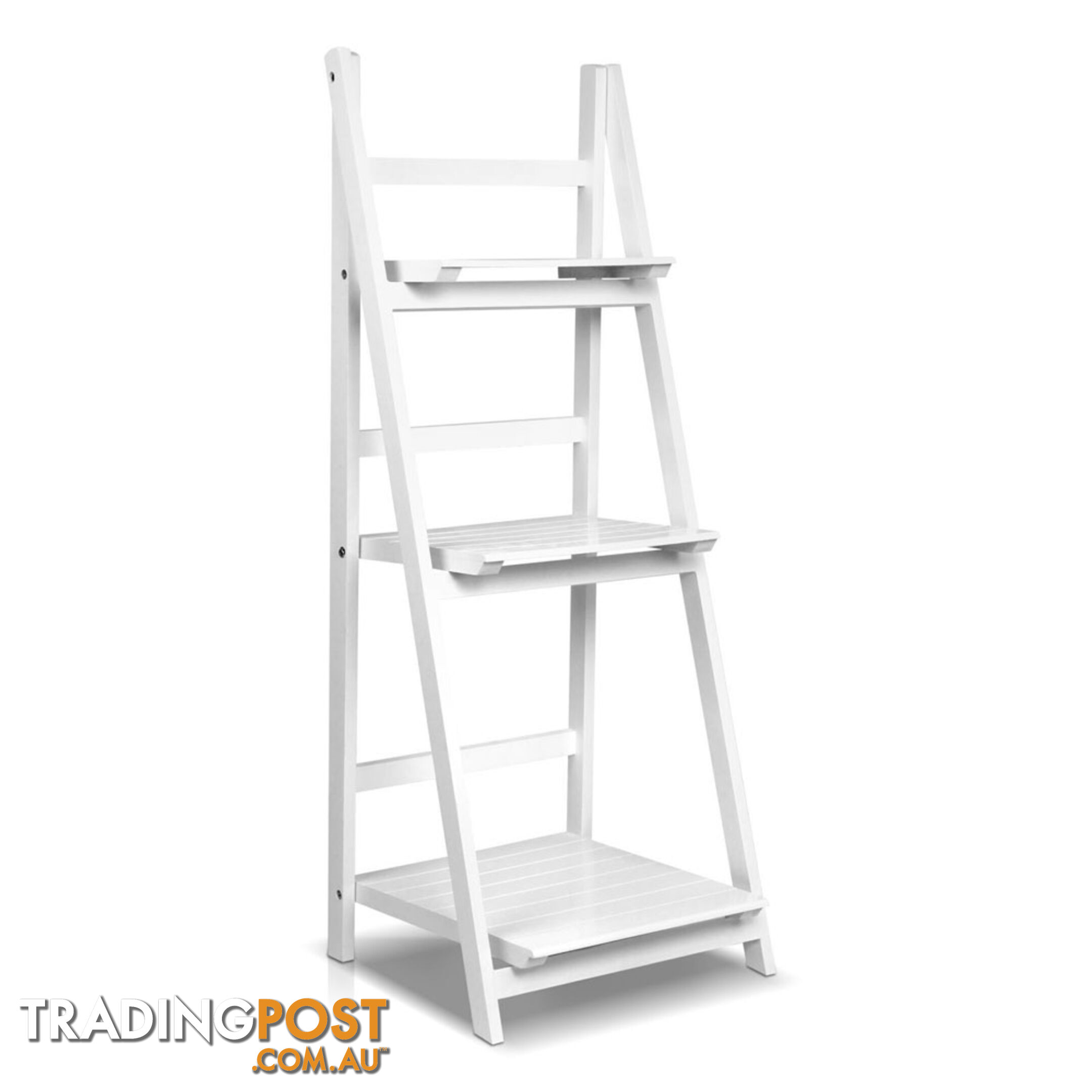 Wooden Ladder Display Storage Shelf White