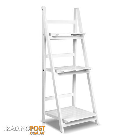 Wooden Ladder Display Storage Shelf White