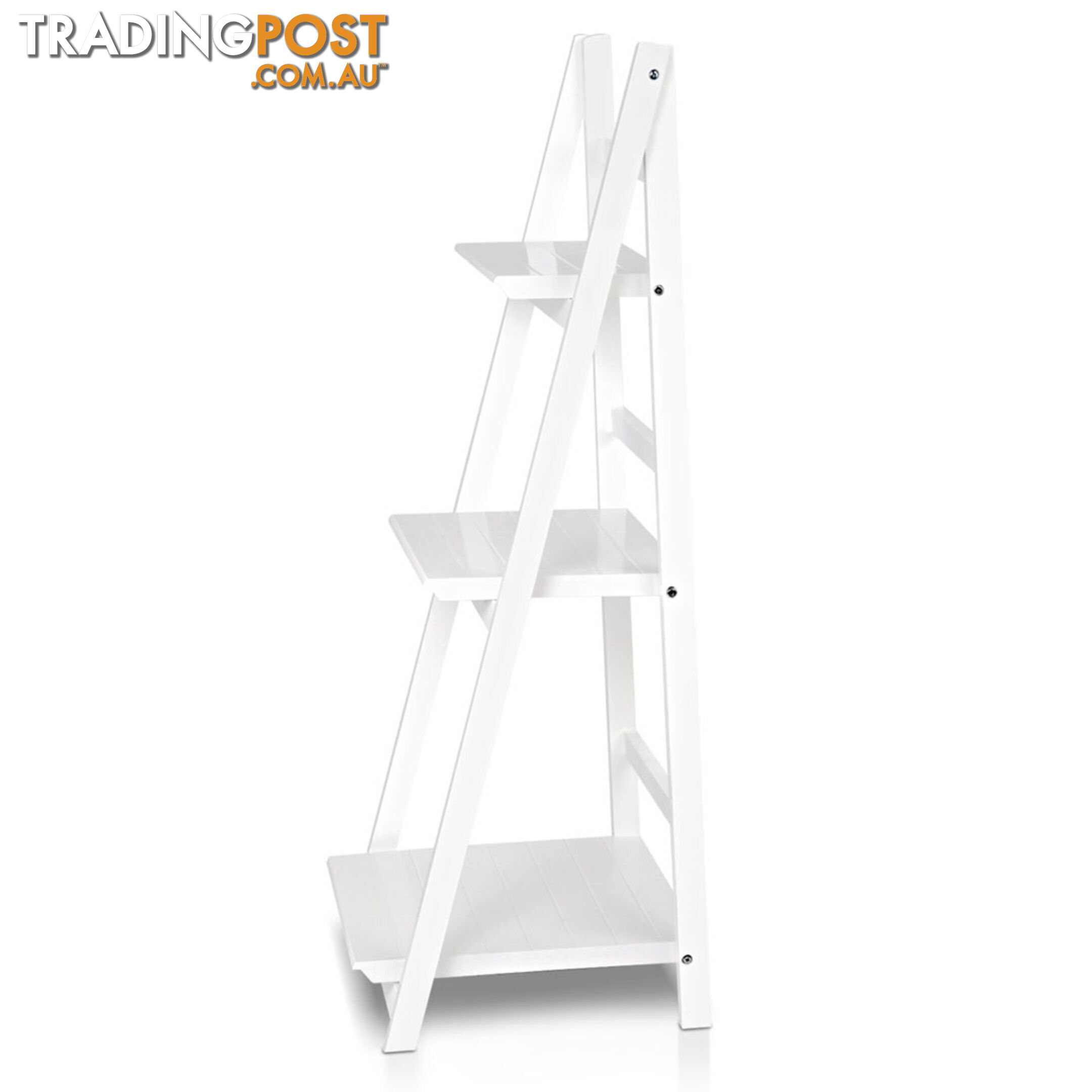 Wooden Ladder Display Storage Shelf White