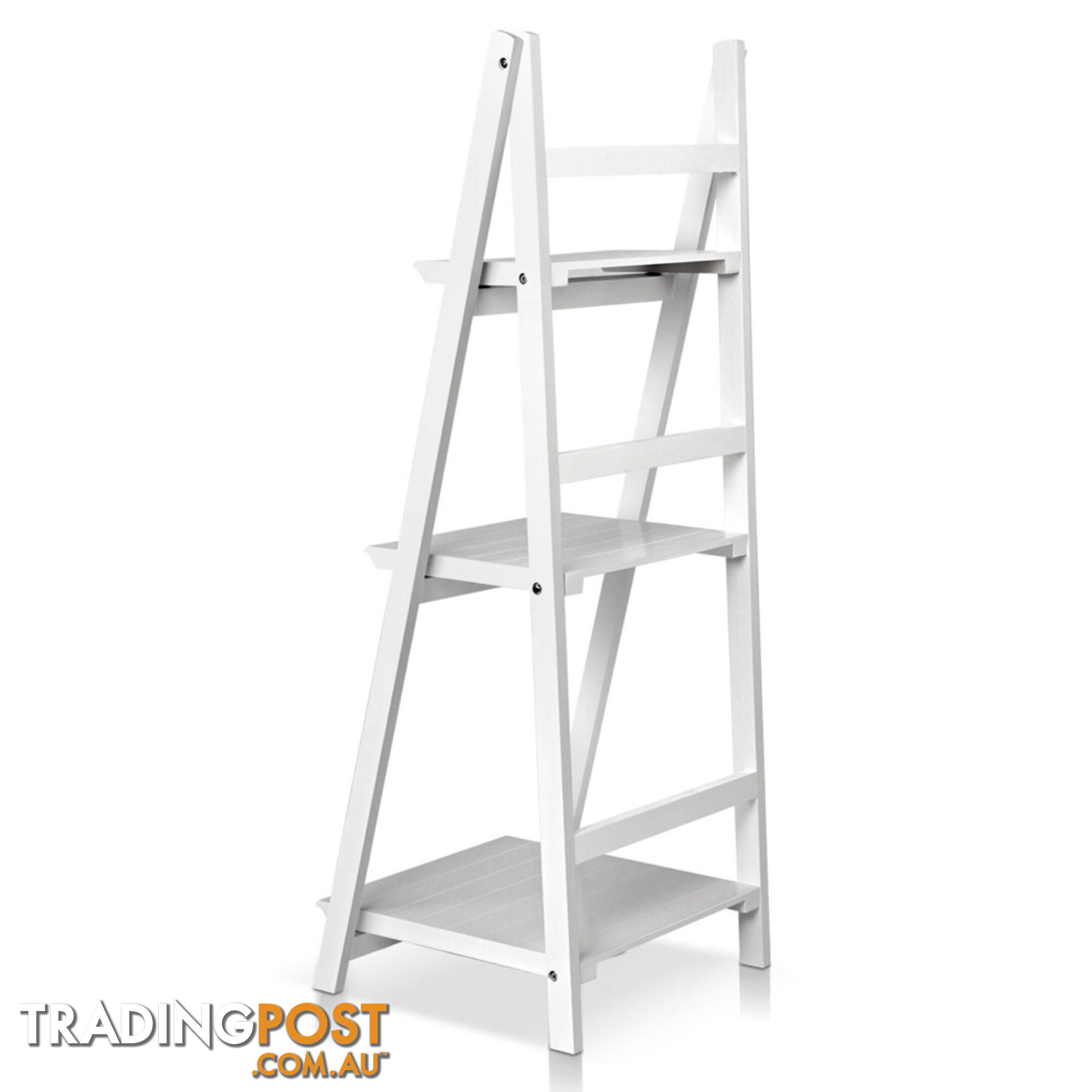 Wooden Ladder Display Storage Shelf White