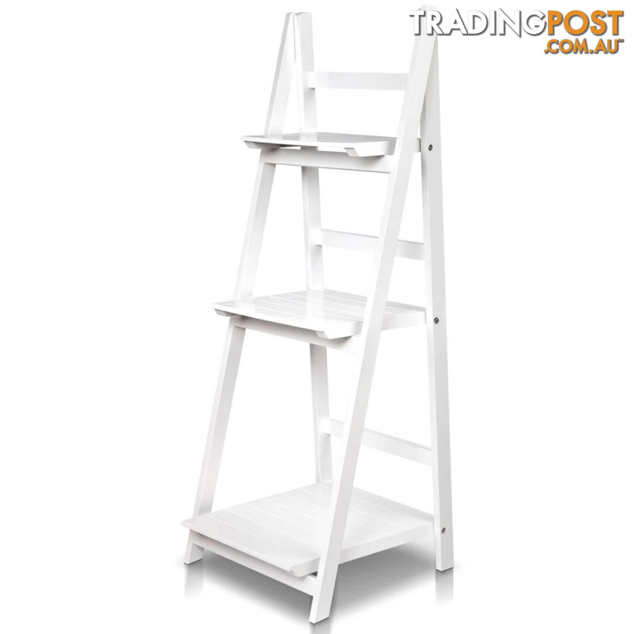 Wooden Ladder Display Storage Shelf White