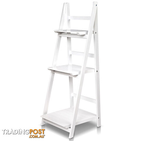 Wooden Ladder Display Storage Shelf White