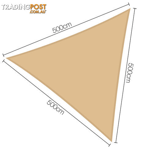 Heavy Duty 185GSM Shade Sail Canopy 5 x 5 x 5M Sand - photo 2 of 5