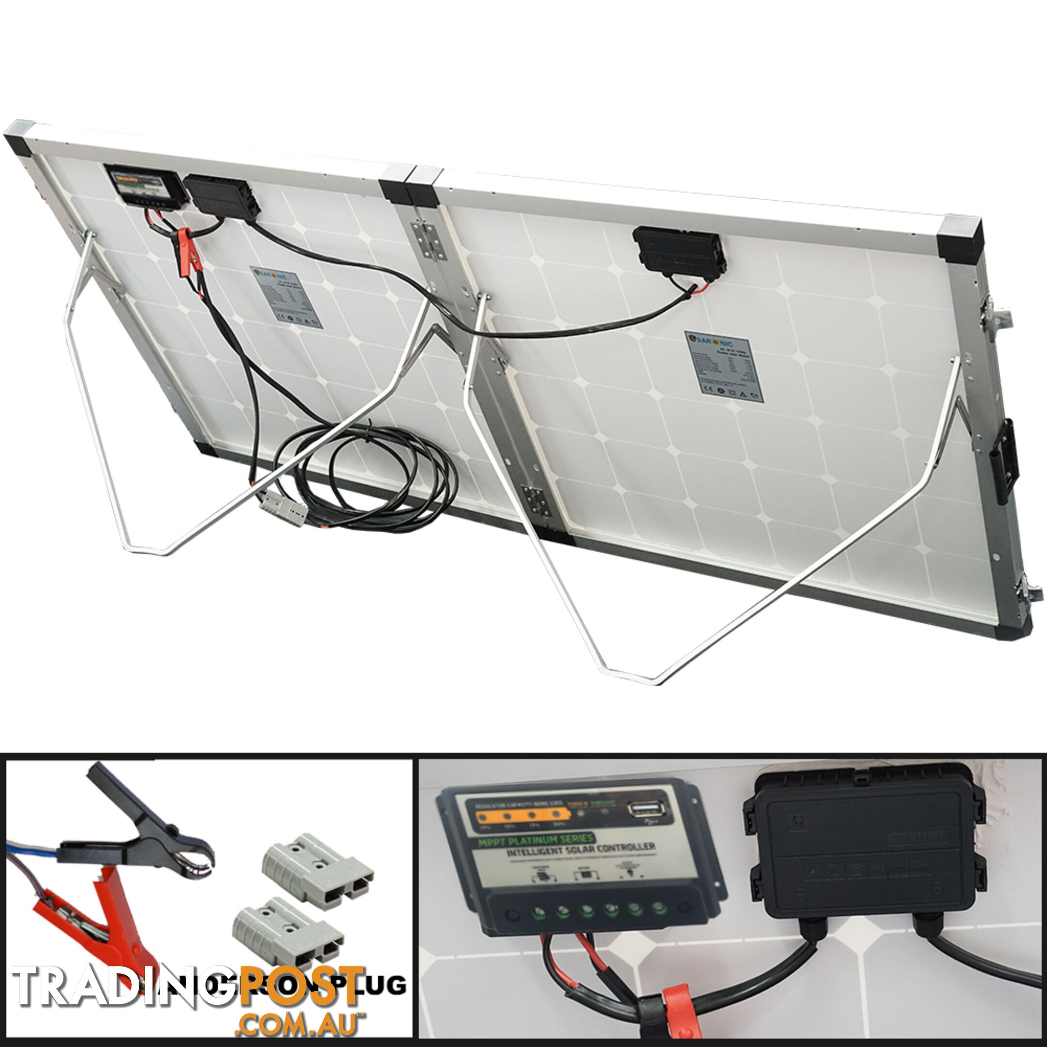 12V 250W Folding Solar Panel Kit Caravan Boat Camping Power Mono Charging Home