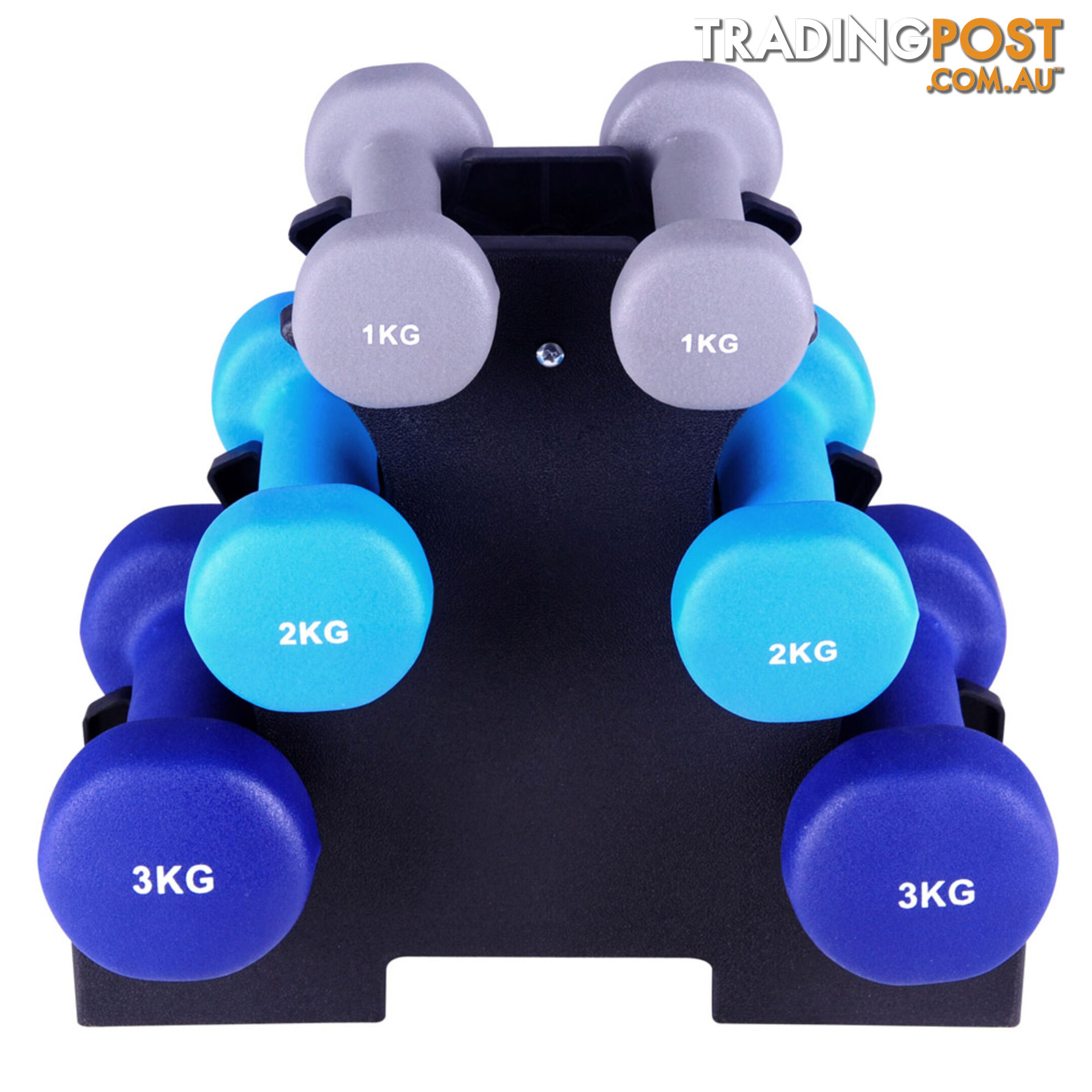 Everfit 6 Piece 12kg Dumbbell Weights Set w/ Stand