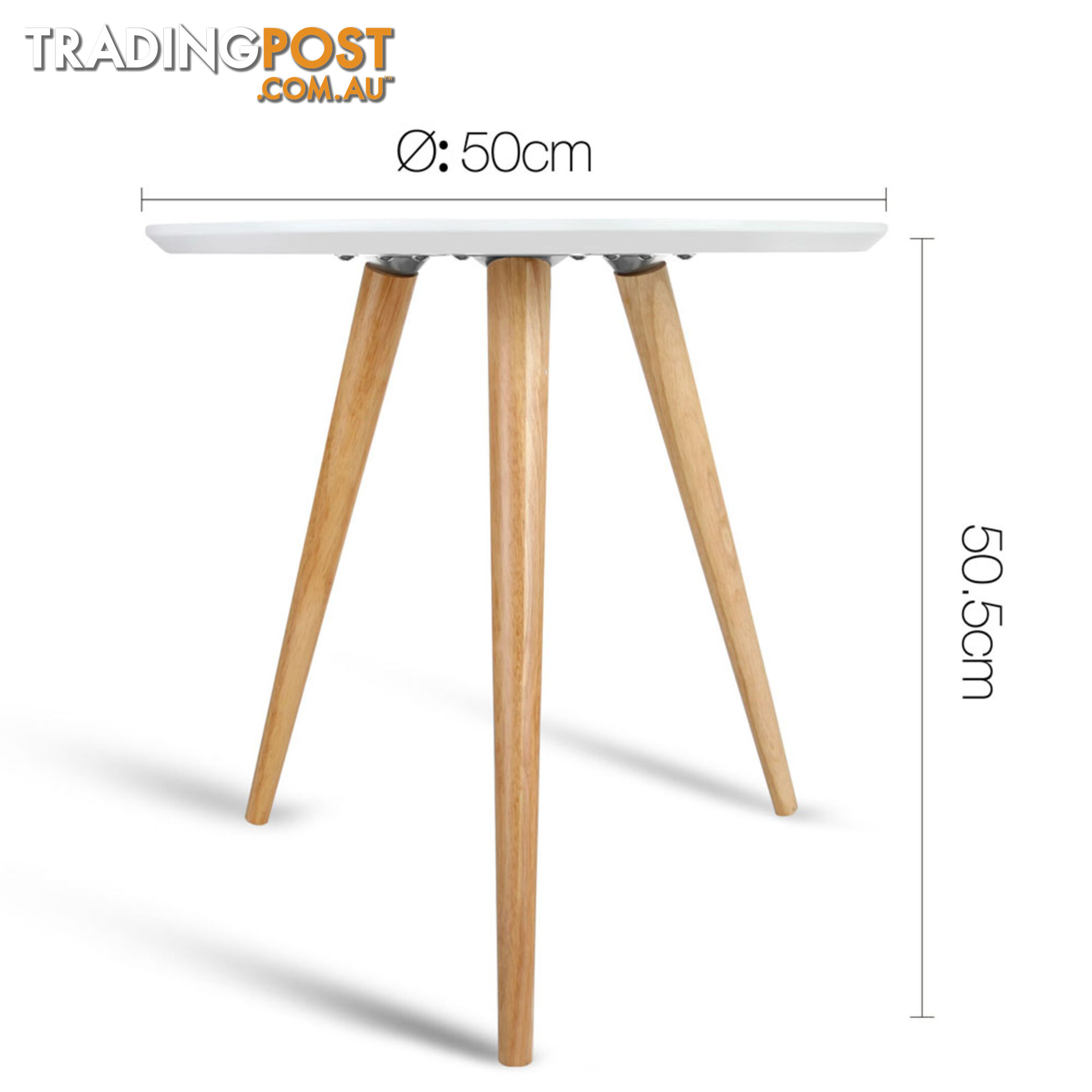 Round Bedside Side Table - White