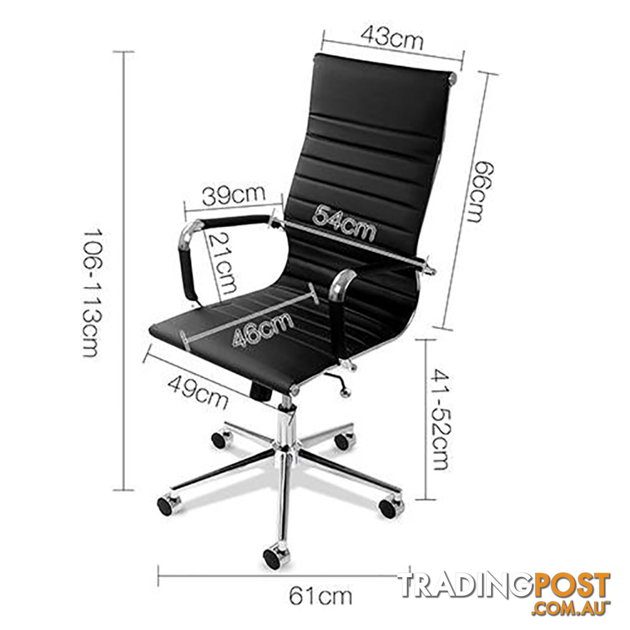 Eames Replica PU Leather High Back Executive Computer Office Chair Black