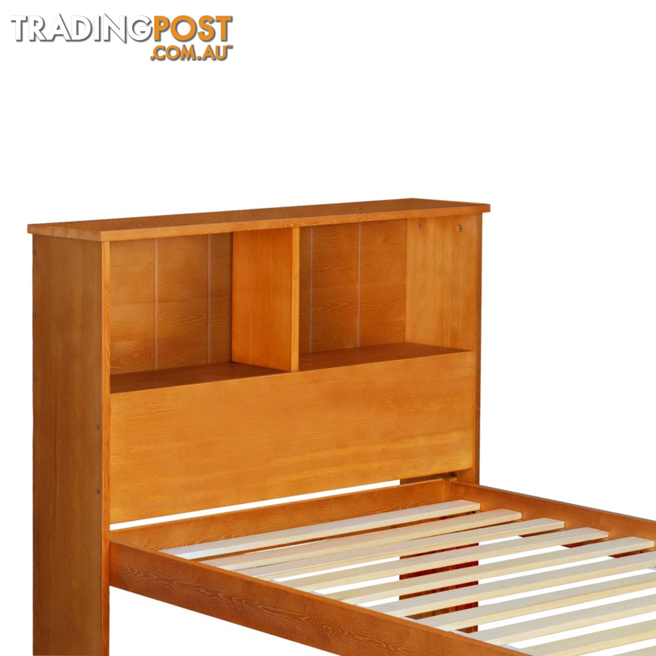 Singe Pine Wood Bed Frame with Storage Shelf