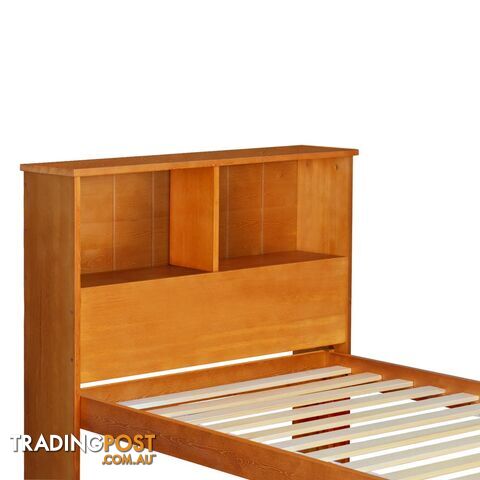 Singe Pine Wood Bed Frame with Storage Shelf