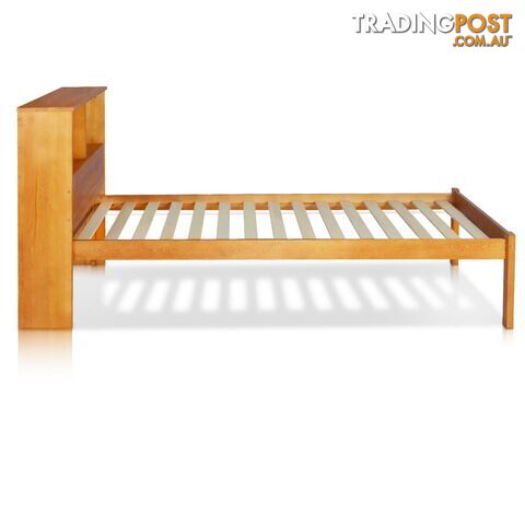 Singe Pine Wood Bed Frame with Storage Shelf