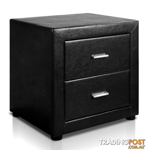 Deluxe PU Leather 2 Drawers Cabinet Black