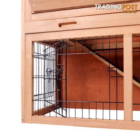 Rabbit Hutch Chicken Coop Cage Guinea Pig Ferret House w/ 2 Storeys Run