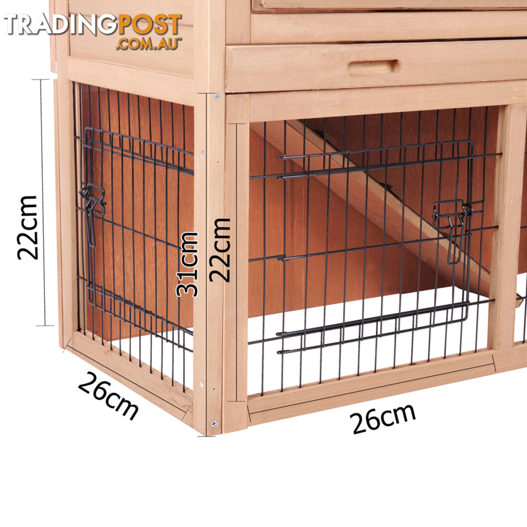 Rabbit Hutch Chicken Coop Cage Guinea Pig Ferret House w/ 2 Storeys Run