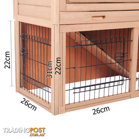 Rabbit Hutch Chicken Coop Cage Guinea Pig Ferret House w/ 2 Storeys Run