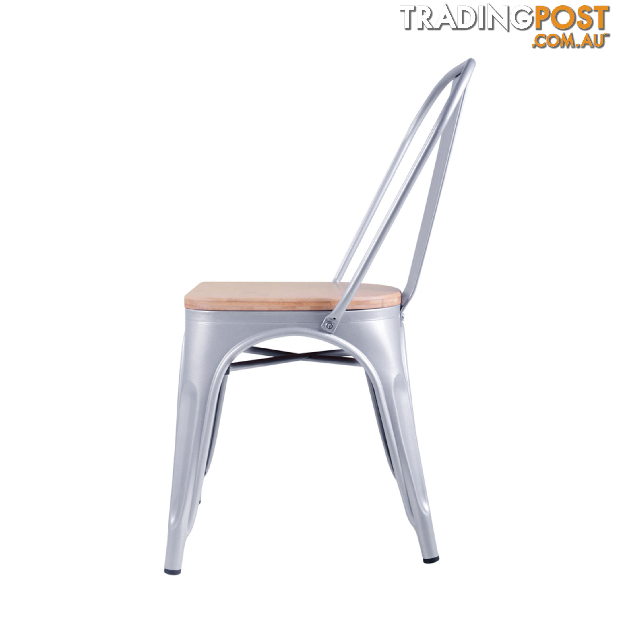 Set of 2 Replica Tolix Dining Metal Chair Bamboo Seat Gloss Metal