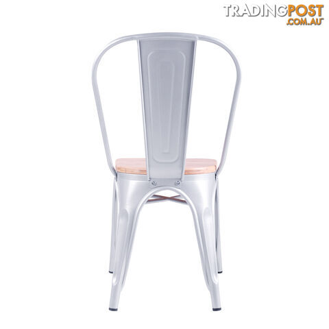 Set of 2 Replica Tolix Dining Metal Chair Bamboo Seat Gloss Metal