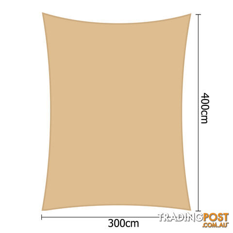 Heavy Duty Rectangle Shade Sail Canopy 3 x 4 m Sand Beige