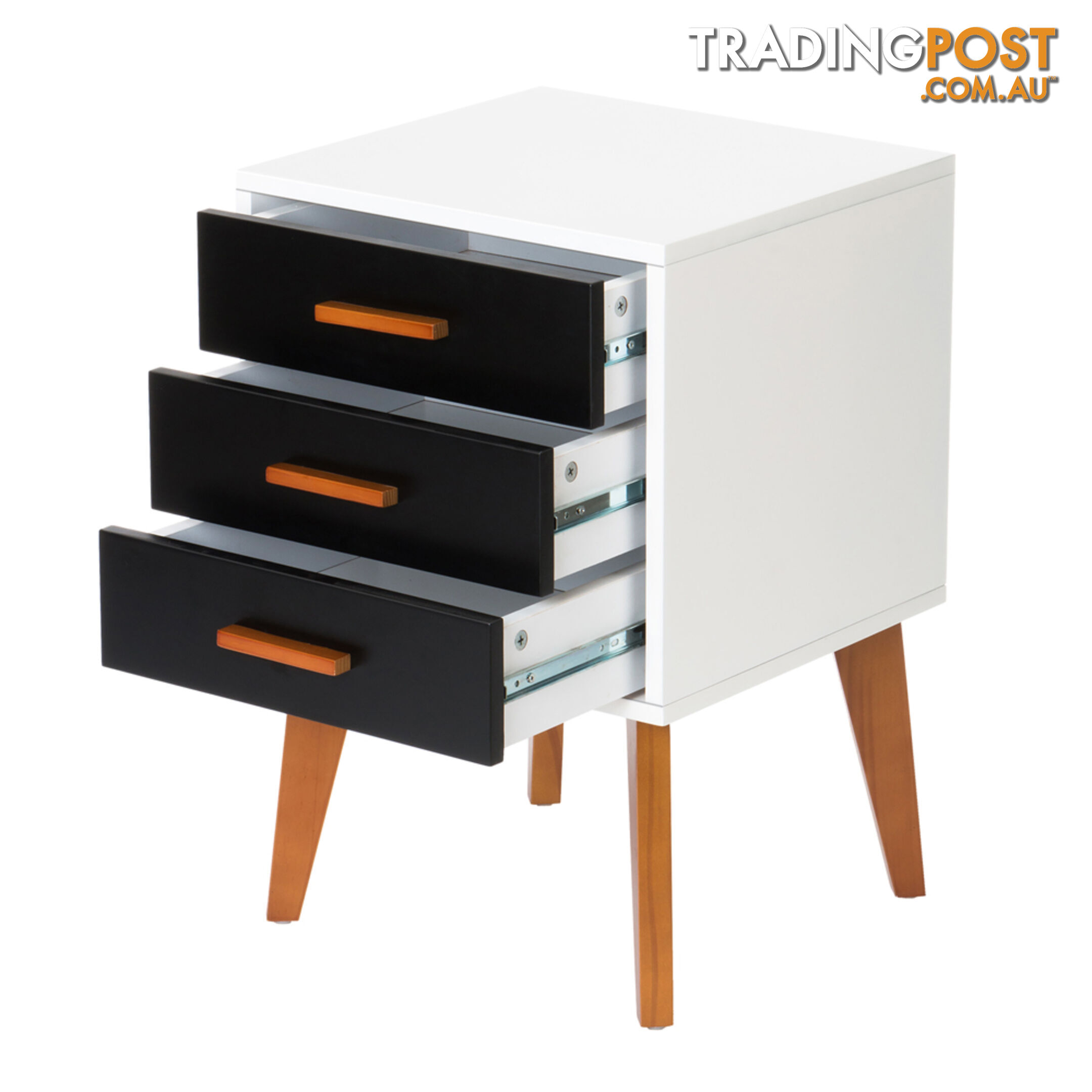 Bedside Table Cabinet Matt Black