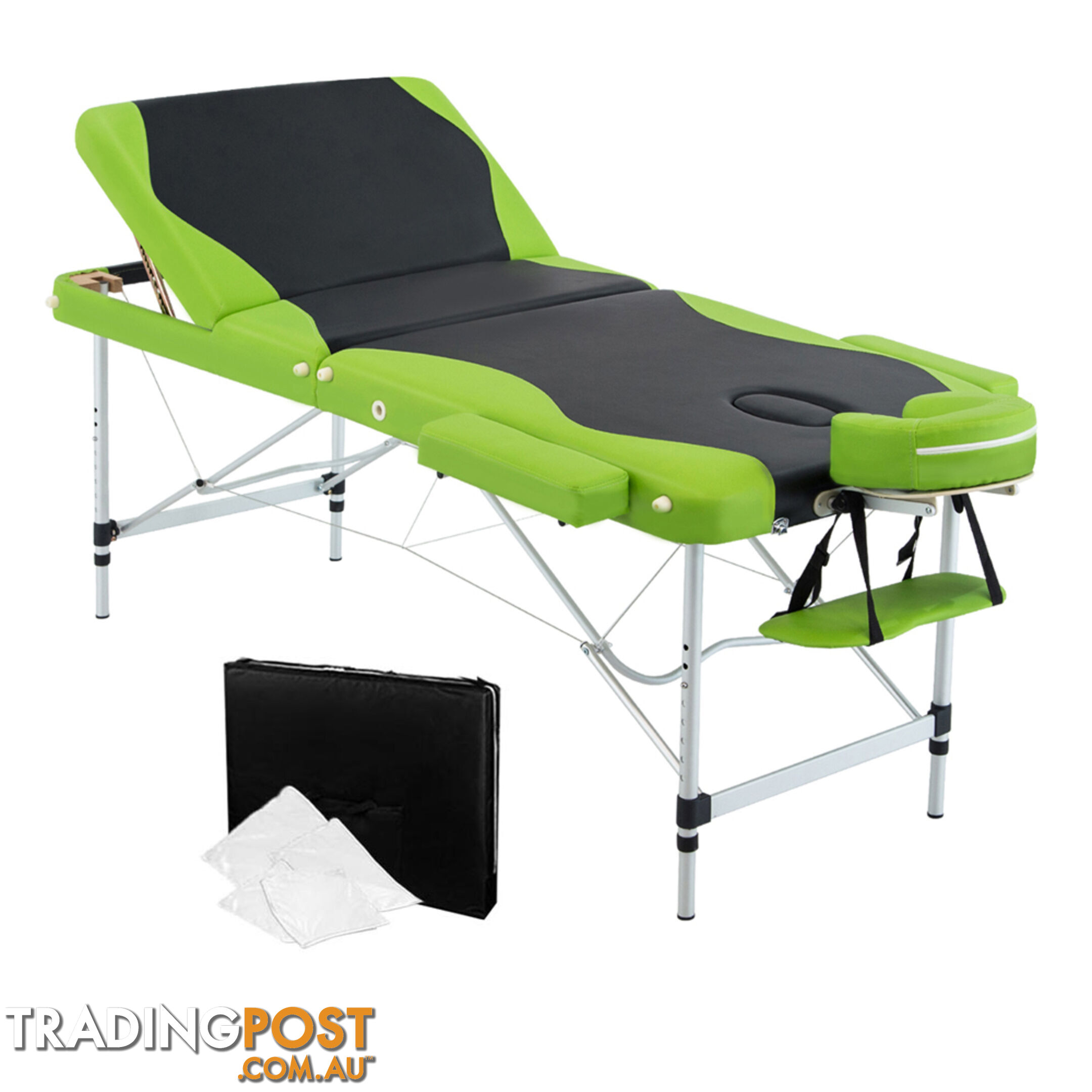 Aluminium Massage Table 3 Fold Green Black