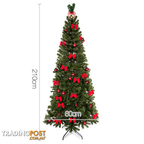 2.1M Christmas Tree with Ornaments - Green