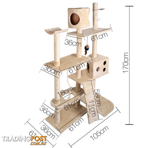 Cat Scratching Poles Post Furniture Tree 170cm Beige - photo 3 of 9