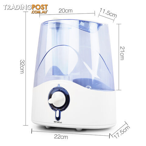 Ultrasonic Cool Mist Air Humidifier 4.5L White Blue