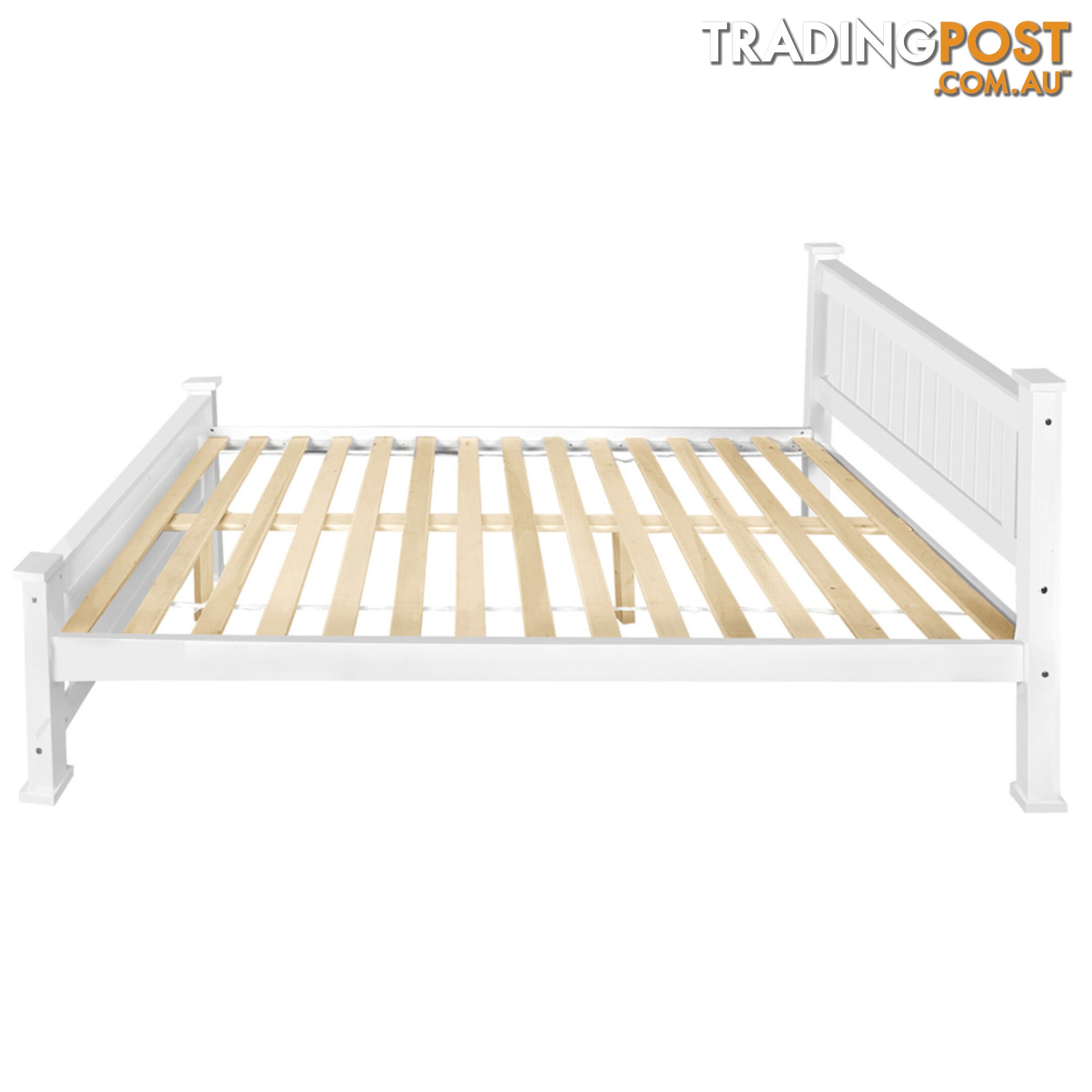 Wooden Bed Frame Pine Wood Double White