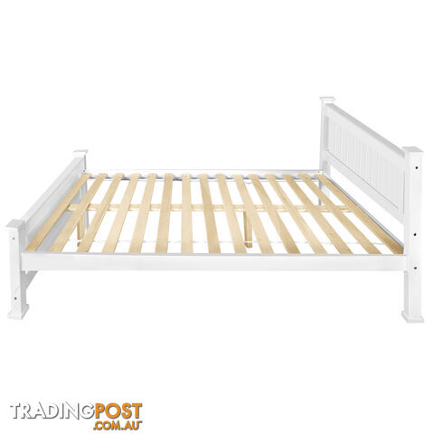 Wooden Bed Frame Pine Wood Double White