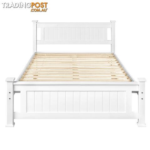 Wooden Bed Frame Pine Wood Double White