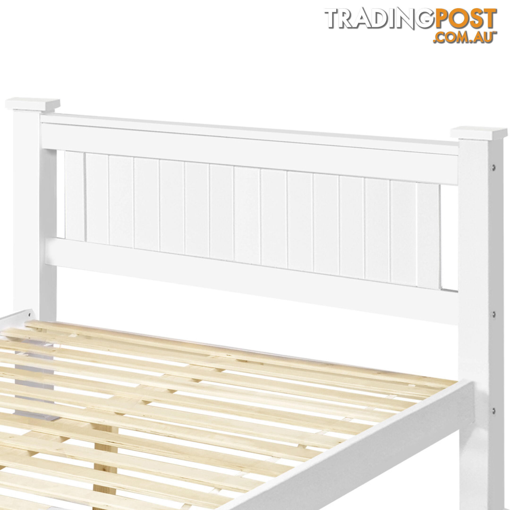 Wooden Bed Frame Pine Wood Double White