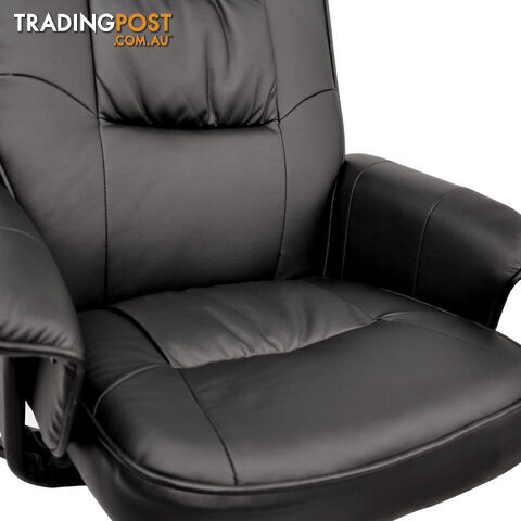 PU Leather Lounge Office Recliner Chair Ottoman Black