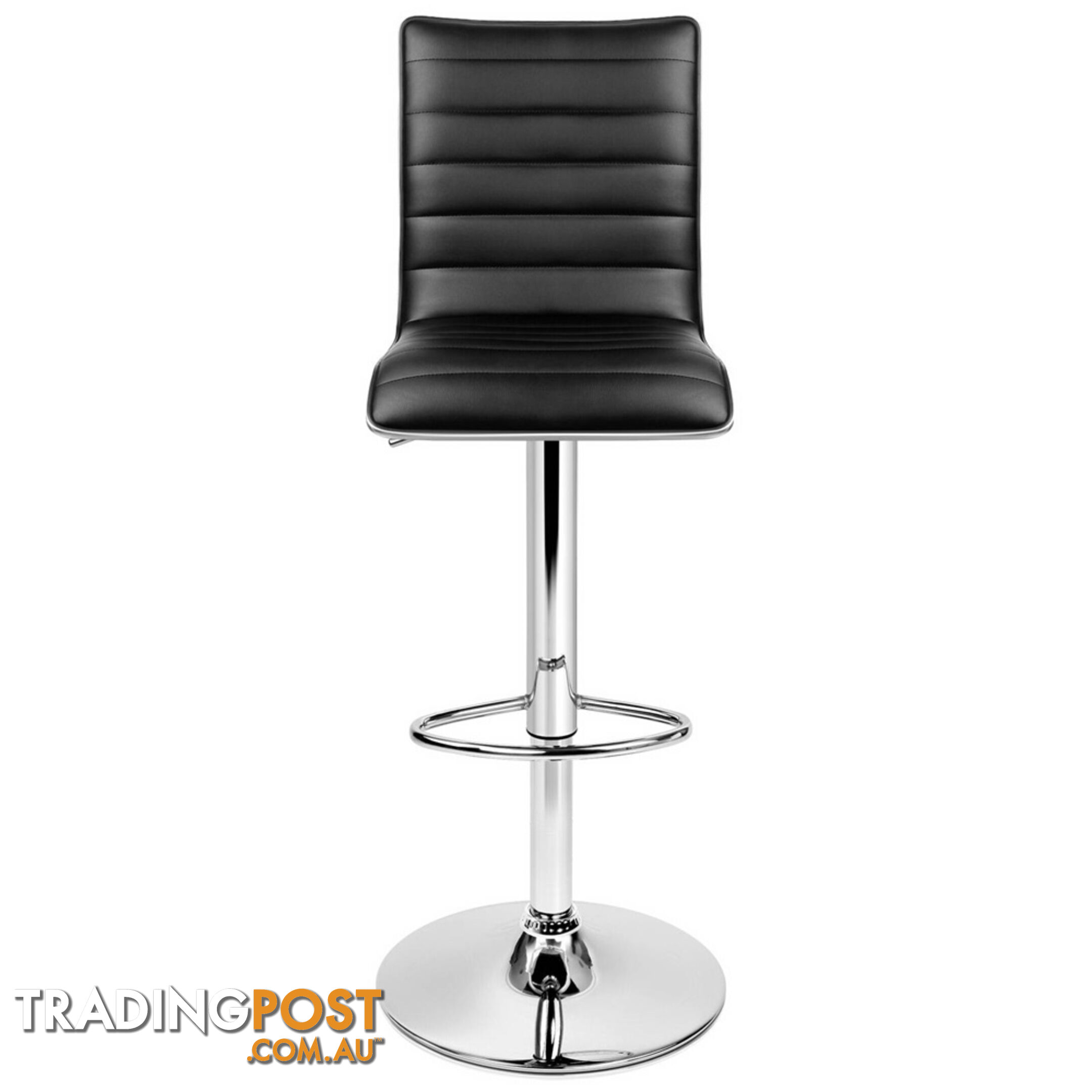 Set of 2 PU Leather Bar Stools - Black